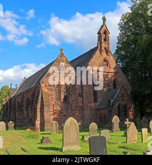 All Saints Church and vicarage, Bell Lane, Thelwall, Warrington, Cheshire, England, UK, WA4 2SX Stock Photo