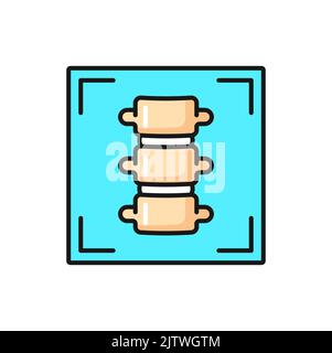 MRI diagnostics, CT radiology and spinal tomography scan, vector color icon. MRT or MRI magnetic resonance imaging of spine joints and tissue tumor for health diagnostics and medical examination Stock Vector