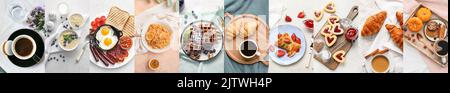 Collection of delicious breakfasts, top view Stock Photo