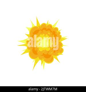 Fire bomb crash, boom bang cartoon sign, air bomb explosion mushroom clouds, exploding dynamite or nuclear effect isolated. Vector power demolition, ui game design element. Radiation burst sign Stock Vector