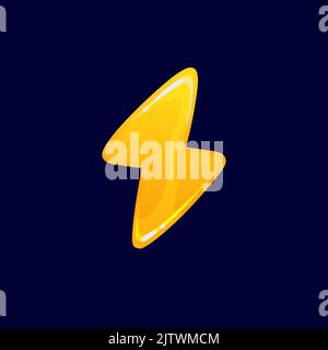 Golden lighting, cartoon bolt isolated trophy award icon. Vector danger sign, flash light and champion symbol. Fastest speed sign, energy and charge, electrical thunderbolt medal, trophy reward Stock Vector