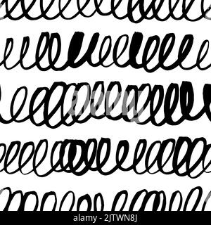 Hand drawn swirled doodle lines seamless pattern Stock Vector