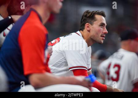 Atlanta Braves first baseman Matt Olson stands in the dugout during a  baseball game against the Cincinnati Reds Sunday, July 3, 2022, in  Cincinnati. (AP Photo/Jeff Dean Stock Photo - Alamy