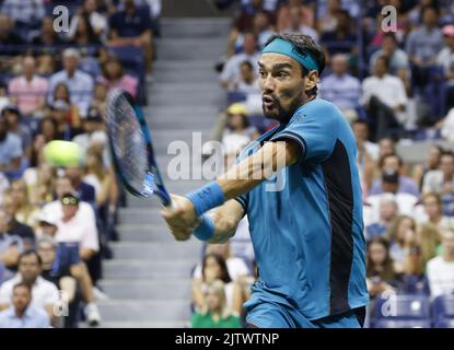 May 10, 2023, ROME: Fabio Fognini of Italy in action during his men's  singles first round match against Andy Murray of Britain (not pictured) at  the Italian Open tennis tournament in Rome