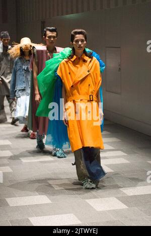 Tokyo, Japan. 1st Sep, 2022. A model wearing fashion brand YOHEI