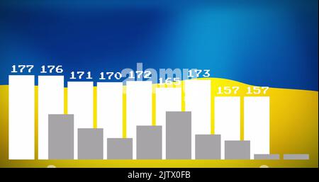 Image of data processing over flag of ukraine Stock Photo