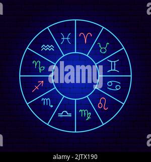 Zodiac Neon Circle Stock Vector