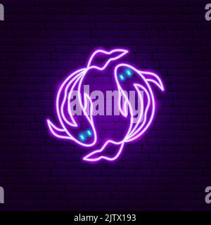 Pisces Zodiac Neon Stock Vector