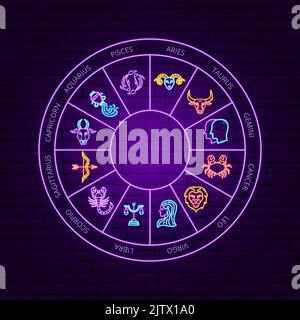 Horoscope Neon Circle Stock Vector