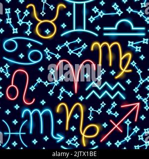 Zodiac Horoscope Seamless Pattern Stock Vector