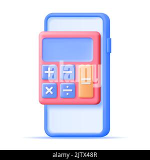 3D Calculator App on Smartphone Screen Isolated Stock Vector