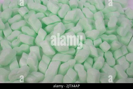 Closeup of green plastic protective foam background and texture. Stock Photo
