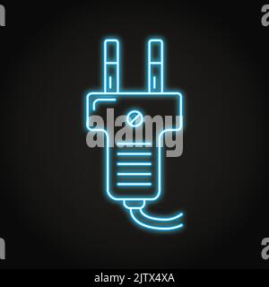 Neon plug icon in line style. Electricity connection symbol. Vector illustration. Stock Vector