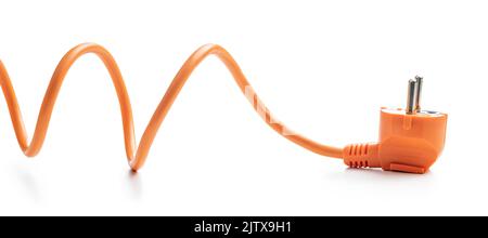 Orange electric plug isolated on the white background. Stock Photo