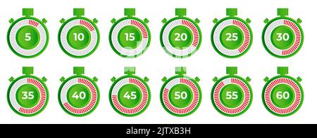 Timer and stopwatch icon set showing time Stock Vector