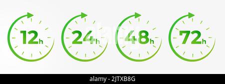 12, 24, 48, 72 hours clock arrow Stock Vector
