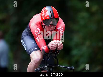 File photo dated 14-10-2021 of Connor Swift who will swap his Arkea-Samsic jersey for Great Britain colours at next week’s Tour of Britain but team matters will still be on his mind. Issue date: Wednesday September 2, 2022. Stock Photo
