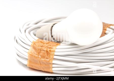 Electric ceramic socket model E27, for lighting. Selective focus with shallow depth of field. Stock Photo