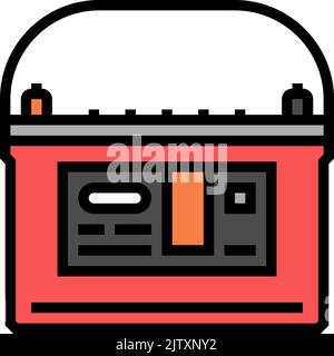 absorbent glass mat battery agm color icon vector illustration Stock Vector