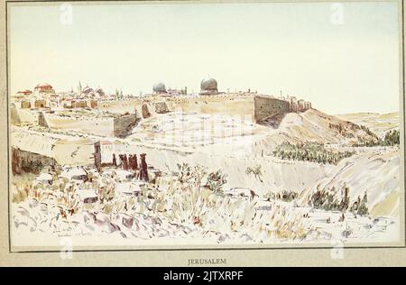 JERUSALEM (Colour) from the book ' NILE TO ALEPPO ' BY HECTOR DINNING CAPTAIN. AUSTRALIAN ARMY  ILLUSTRATED BY JAMES McBEY Publisher New York, MacMillan 1920 TO THE LIGHT HORSEMEN OF AUSTRALIA AND TO THE HORSES WHO STOOD BY THEM THIS BOOK IS DEDICATED Stock Photo