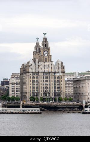 Royal Liver Building, Grade I listed building in Pier Head, Liverpool, England Stock Photo