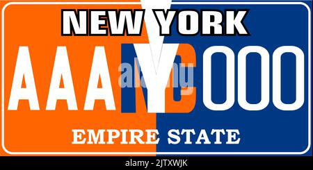 Vehicle license plates marking in New York in United States of America, Car plates. Vehicle license numbers of different American states. Vintage prin Stock Vector