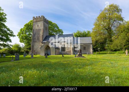 The parish Church of St Mary Magdalene in the village of Clatworthy on a spring evening on the southern slopes of the Brendon Hills, Somerset, England. Stock Photo