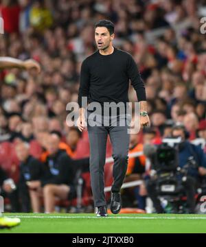 Mikel Arteta manager of Arsenal during the Premier League match West ...