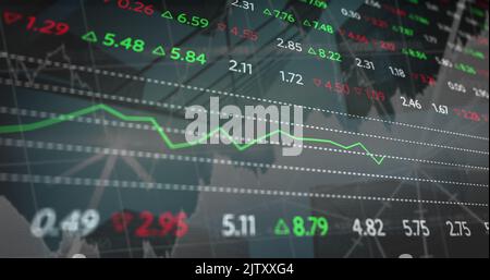 Image of data processing over modern building Stock Photo