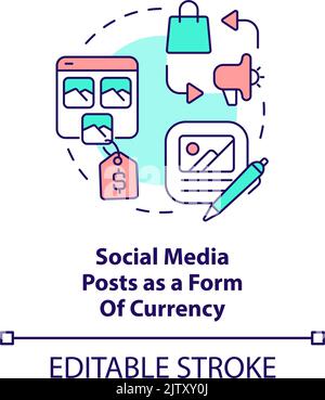 Social media posts as form of currency blue gradient concept icon Stock ...