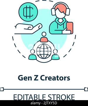 Gen Z creators concept icon Stock Vector