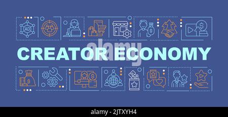 Creator economy word concepts dark blue banner Stock Vector