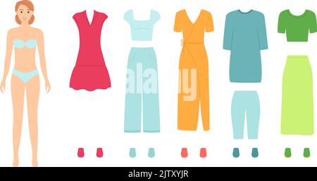 Blonde paper doll with cutout clothes Stock Vector Image & Art - Alamy