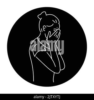 Sad girl crying color line illustration. Behavior of people Stock ...