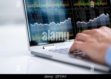 Stock Broker Exchange Trading App On Laptop Stock Photo