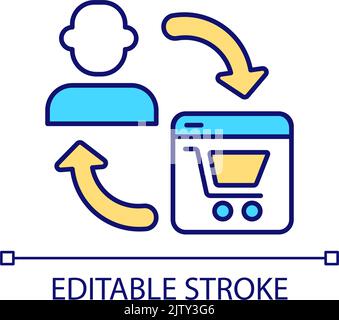 Customer and store website RGB color icon Stock Vector