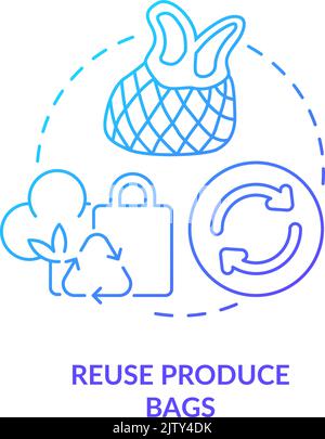 Reuse produce bags blue gradient concept icon Stock Vector