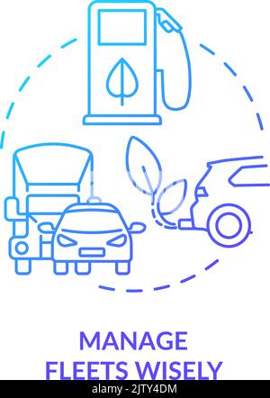 Manage fleets wisely blue gradient concept icon Stock Vector