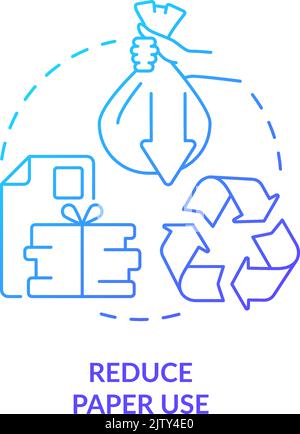 Reduce paper use blue gradient concept icon Stock Vector