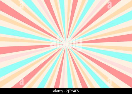 Sunburst geometric Ray star Background with trendy pastel colors. beige, coral and blue colors. Vector Illustration Stock Vector