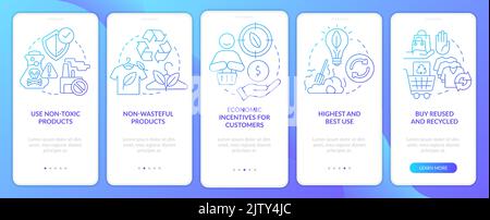 Zero waste approaches for business blue gradient onboarding mobile app screen Stock Vector