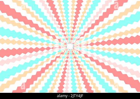 Sunburst dentate Ray star Background with trendy pastel colors. beige, coral and turquoise colors. Vector Illustration Stock Vector