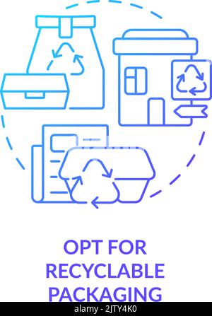 Opt for recyclable packaging blue gradient concept icon Stock Vector