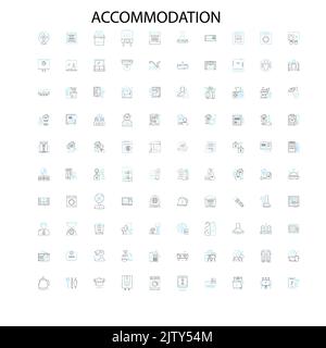 accommodation concept icons, signs, outline symbols, concept linear illustration line collection Stock Vector