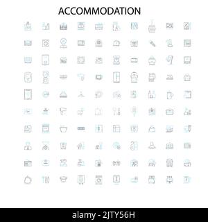 accommodation icons, signs, outline symbols, concept linear illustration line collection Stock Vector