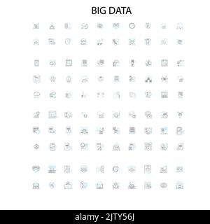 big data icons, signs, outline symbols, concept linear illustration line collection Stock Vector