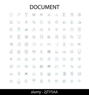 document icons, signs, outline symbols, concept linear illustration line collection Stock Vector