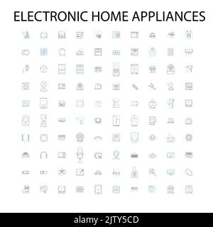 electronic and home appliances icons, signs, outline symbols, concept linear illustration line collection Stock Vector