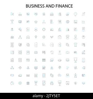 business and finance concept icons, signs, outline symbols, concept linear illustration line collection Stock Vector