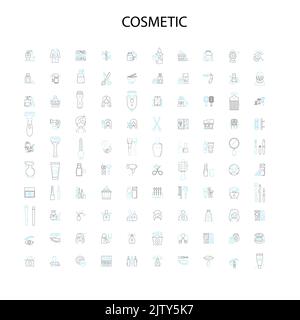 cosmetic icons, signs, outline symbols, concept linear illustration line collection Stock Vector